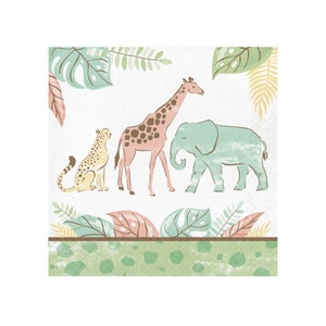 Safari Animal Party Napkins - Jungle Birthday Decorations, Wild One Party Supplies, Safari Baby Shower Decor, Jungle Napkins, Zoo Party