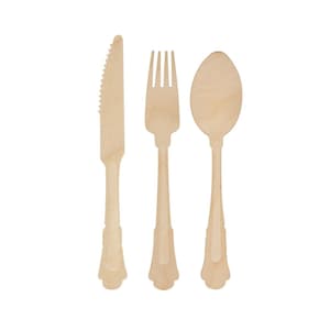Wooden Party Cutlery 12ct - Disposable Wooden Cutlery, Baby Shower Supplies, Party Decorations Cutlery, Eco Friendly, Garden Tea Party