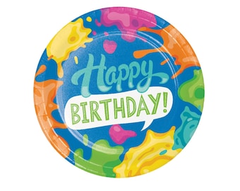 Paint Birthday Plates - Art Party Supplies, Painting Birthday Decorations, Art Splatter Party, Slime Birthday, Painting Party Paper Plates