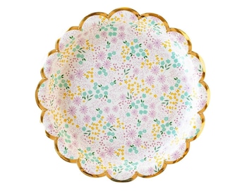 Platos de postre con motivos florales, 8 unidades: vajilla de papel desechable, despedida de soltera con motivos florales, fiesta de cumpleaños con motivos florales, fiesta en el jardín, brunch del Día de la Madre
