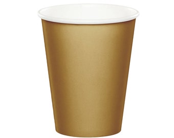 24 Gold 9oz Cups - Party Cups - Paper Cups - Gold Party Supplies - Bachelorette - Favor Cups - Tableware - First Birthday Party Decorations