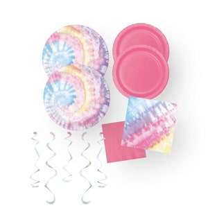 Tie Dye Party Pack - Tie Dye Birthday, Tie Dye Party Supplies, Birthday Decorations, Party Decorations, Tie Dye Party Plates and  Napkins