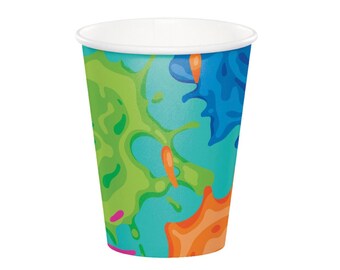 Tasses de peinture pour fête - Décorations d'anniversaire artistiques, Accessoires de décoration pour fête, Anniversaire arc-en-ciel, Soirée éclaboussures d'art, Anniversaire de peinture, Gobelets en papier