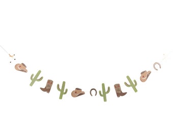 Cowboy Party Banner - Wild West Cowboy Birthday Decorations, Western Baby Shower Supplies, Country Party Decor, First Rodeo Birthday Party