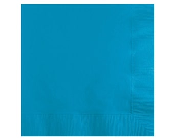 Turquoise servetten - Cocktailservetten, bruiloftsservetten, benodigdheden babyshower, servies verjaardagsfeestje, drankservetten, blauw feestdecor