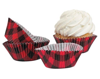 100 Buffalo Plaid Cupcake Liners - Lumberjack First Birthday, Lumberjack Baby Shower, I Do BBQ, Buffalo Plaid Baby Shower, Cupcake Wrappers