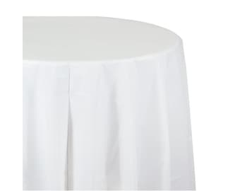 White Round Table Cover - Plastic Tablecloth, Party Tablecloth, Wedding Tablecloth, Octagon Tablecloth