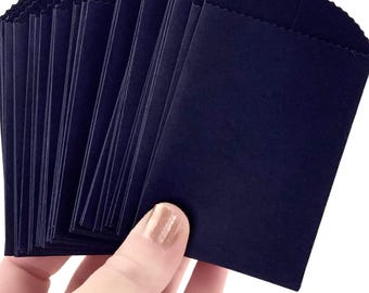 Mini marineblauwe papieren zakjes 50 stuks | Kleine traktatiezakjes voor bedankjes | Zaadzakjes | Mini cadeauzakjes voor feestjes | Marineblauwe feestzakjes | Papieren zakjes van 4x2,5 cm