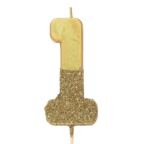 GOLD OMBRE 1 NUMBER Birthday Candle Cake Topper Milestone Etsy