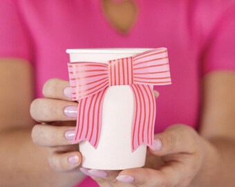 Pink Coquette Bow Cups - Valentine's Day Cups, Coquette Bridal Shower, Preppy Baby Shower Girl, She's Tying the Knot, Bachelorette Party
