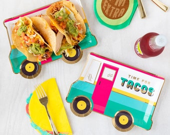 Taco Truck Plates - Mexican Fiesta, Fiesta Bachelorette, Fiesta Decorations, Cinco de Mayo Decorations, Fiesta Baby Shower, Paper Plates