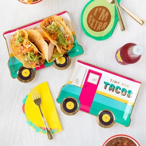 Taco Truck Plates - Mexican Fiesta, Fiesta Bachelorette, Fiesta Decorations, Cinco de Mayo Decorations, Fiesta Baby Shower, Paper Plates