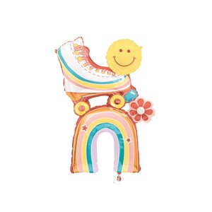 レインボーローラースケートバルーン - おしゃれな誕生日デコレーション、ヒッピーパーティー用品、おしゃれな独身パーティー、ローラースケートリンクパーティーデコレーション