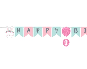 Bunny Birthday Banner - Bunny Party Decorations, Bunny Banner, Bunny First Birthday, Some Bunny Is One, Birthday Decorations, Party Supplies