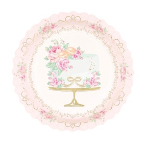 Floral Bridal Shower Plates 8ct - Floral Wedding Cake Plates Garden Party Bridal Shower Tea Bachelorette Party Floral Paper Dinner Plates