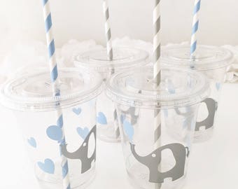 Elephant Cups - Elephant Baby Shower - Elephant Birthday Favors - Elephant Baby Shower Cups - Zoo Animals First Birthday - Circus Birthday