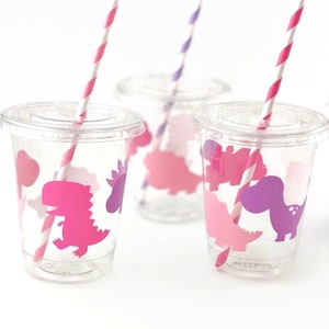 Pink Dinosaur Cups - Dinosaur Party Cups, Dinosaur Party Supplies, Dinosaur Baby Shower, Girl Dinosaur, Dinosaur Birthday Party, Pink Purple
