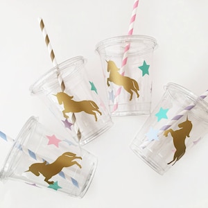 Unicorn Party Cups Unicorn Birthday Cups, Unicorn Cups, Unicorn Party Favors, Birthday Favors, Party Decorations, Birthday Decorations image 1