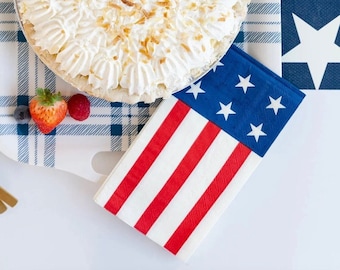 Servietten mit amerikanischer Flagge, 24 Stück, patriotische Partydekorationen, 4. Juli-Party, patriotische Geburtstagsservietten, Unabhängigkeitsparty, USA-Partyzubehör