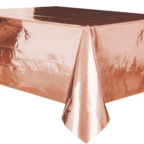 Rose Gold Tablecloth Metallic Rose Gold Table Cover Blush Etsy