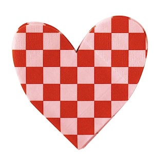 Tovaglioli a forma di cuore a scacchi - Articoli per feste a forma di cuore rosa e rosso, Lucky in Love Bridal Shower, tovaglioli per San Valentino, decorazioni per San Valentino, XOXO Party