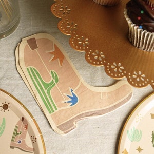 Tovaglioli con stivali da cowboy - Baby shower, compleanno a tema western, tovaglioli per feste in stile Far West, stoviglie per compleanni country, decorazioni per feste da cowboy