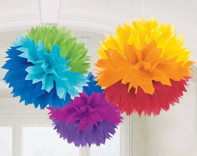 Rainbow Pom Poms Rainbow Party Decorations, Tissue Pom, Pom