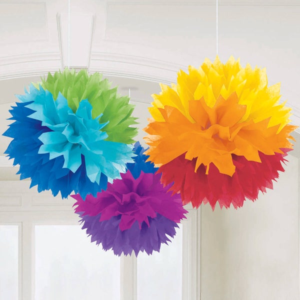 Rainbow Pom Poms - Rainbow Party Decorations, Tissue Pom, Pom Centerpieces, Pompoms, Paper Decoration, Rainbow Baby Shower, Rainbow Birthday