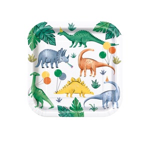 Dinosaur Birthday Plates - Dino Birthday Decorations, Dinosaur Baby Shower Supplies, Prehistoric Birthday, Party Decorations, Paper Plates