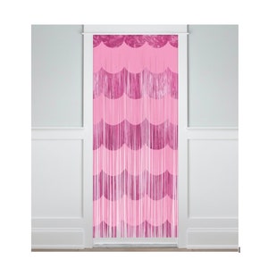 Pink Fringe Party Curtain - Pink Party Backdrop, Lets Go Girls Party, Disco Cowgirl Bachelorette, Groovy Bachelorette, Pink Door Curtain