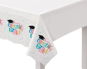 Nappe pastel pour l'obtention du diplôme - Nappe félicitations pour l'obtention du diplôme, Nappe pour l'obtention de son diplôme, Décorations de table pour l'obtention de son diplôme, Fournitures pour l'obtention de son diplôme