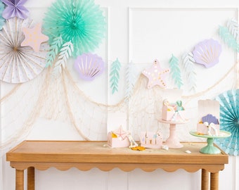 Mermaid Banner, Mermaid Party Decorations, Mermaid Birthday Party, Ocean Bachelorette, Wall Decorations, Ocean Party Garland, Sea Birthday