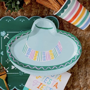 Fiesta Sombrero Plates - Fiesta Birthday Decorations, Fiesta Party Supplies, Fiesta Baby Shower, Cinco De Mayo Party, Mexican Party Decor