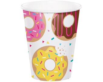 Paper Cups Party Cups Party Decorations Donut Party Donut Baby Shower Donut Cups Donut Birthday Birthday Decorations Birthday Cups