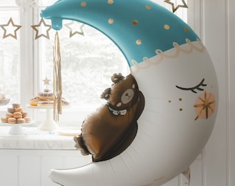 Palloncino orsetto - Baby shower lunare, orso 1° compleanno bambino, decorazioni per feste a forma di orso, articoli per baby shower a forma di orsetto, palloncino di benvenuto