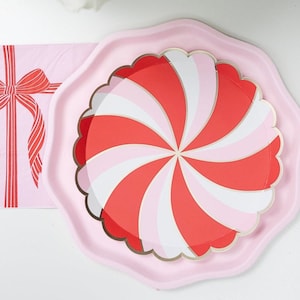 Pink & Red Christmas Plates 8ct Peppermint Candy Plates, Kid Christmas Party, Oh What Fun Birthday, Gingerbread Party Holiday Dessert Plates