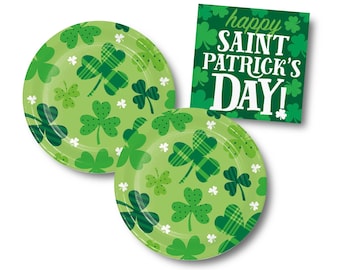 St. Patrick's Day Party Supplies - St. Patrick's Day Party Decorations, Shamrock Party Plates, Irish Party, St. Patrick's Day Party Napkins