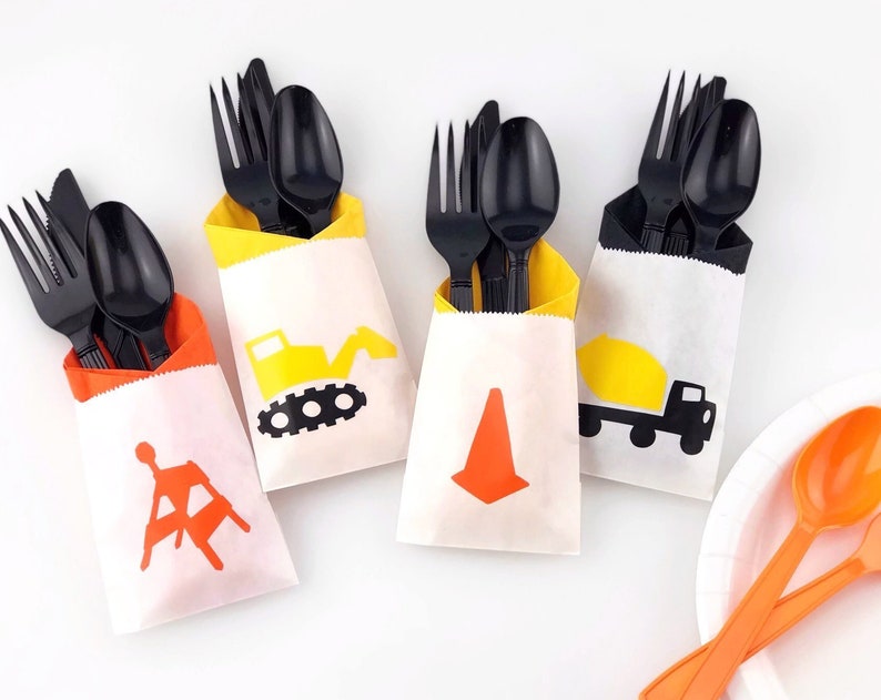 Construction Party Cutlery Construction Birthday Party Supplies Construction Party Favors Construction Napkins Digger