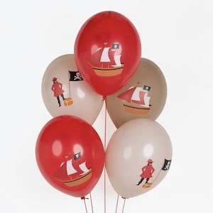Ramo de globos piratas: globos de cumpleaños piratas, suministros para fiestas de marineros, mapa del tesoro para cumpleaños, decoraciones de fiesta de calaveras, decoración de cumpleaños