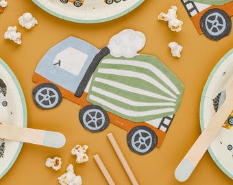 Cement Mixer Party Napkins - Transportation Birthday Decorations, Construction Theme Party Supplies, Under Construction Baby Shower