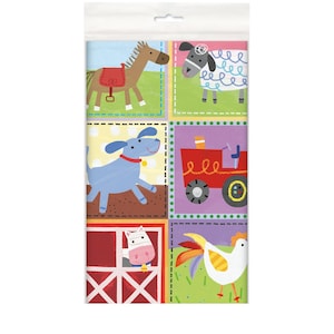 Farm Party Tablecloth - Barnyard Birthday Tablecloth, Farm Baby Shower, Farm Party Supplies, Barn Party Decor, Farm Animal Party Decorations