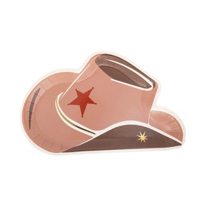 Piatti per feste con cappello da cowboy - Decorazioni per feste di compleanno occidentali, Forniture per feste da cowboy del selvaggio West, Primo compleanno di rodeo, Decorazioni per feste in campagna