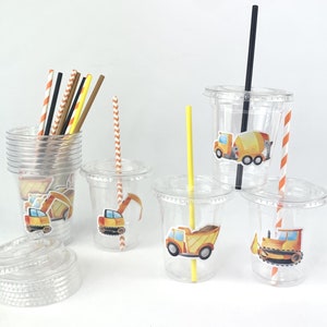 Construction Party Cups - Transportation Birthday, Construction Party Supplies, Dump Truck Birthday, Under Construction Baby Shower Supplies