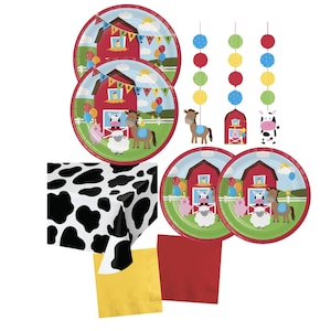 Farm Party Supplies - Farm Animal Birthday Supplies, Barnyard Party Decorations, Farm Birthday Decorations, Kids Birthday Party Pack