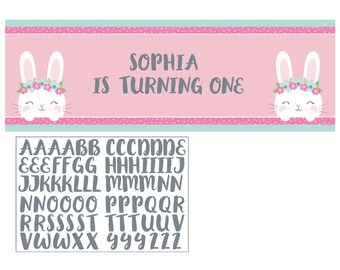Hasenbanner - Partygirlande, Geburtstagsbanner, Hase ist eins, Hase Geburtstagsdekoration, Partydekoration, Hasengirlande, Partydekoration