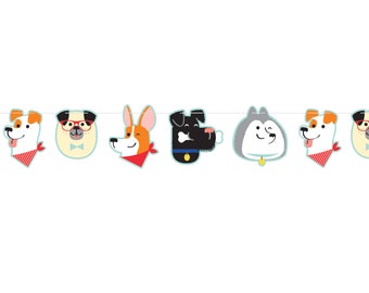 Puppybanner - Hondenfeestversieringen, puppyfeestversieringen, hondenbanner, hondenslinger, hondenfeestslinger, hondenbabyshower, hondenfeestdecor