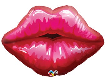 30" Red Lips Balloon - Bachelorette Party Balloons, Lipstick Party, Red Lips Party, Spa Party, Makeup Party, Kiss Balloon, Love and Kisses
