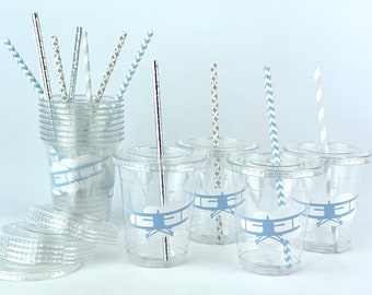 Verres pour fête d'avion, Gobelets en plastique jetables, Fête d'avion vintage, Fournitures pour baby shower, Fête dans le temps, Anniversaire sur le thème du voyage