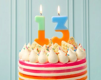 Multicolored Number Candles - Birthday Candles, Cake Decorations, Cupcake Toppers, Birthday Supplies, Cake Decorations, Number Cake Candles