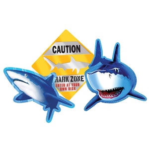 Shark Party Decorations - Shark Decor, Shark Sign, Shark Birthday Party Supplies, Ocean Party Supplies, Shark Banner, Shark Birthday Decor